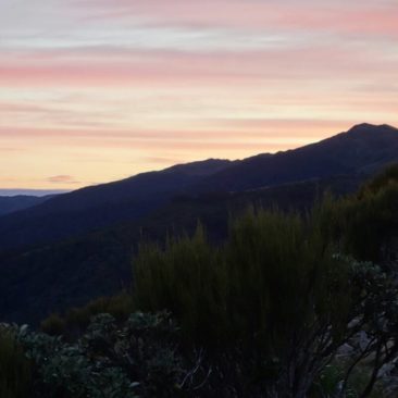 Sonnenuntergang an der Ces Clark Hut