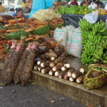 Auf dem Markt gibt es vor allem lokales Obst, Gemüse und Wurzeln
